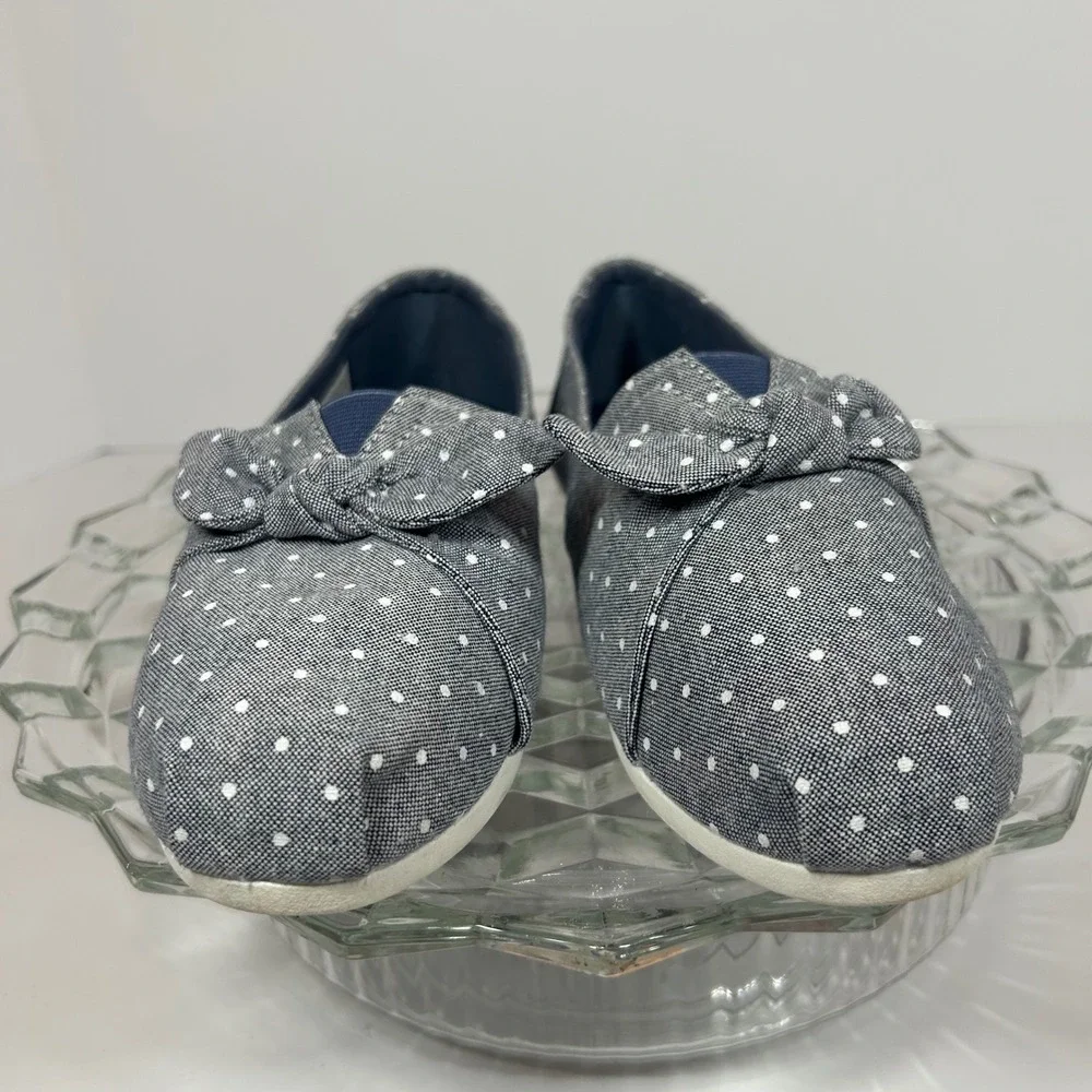 BOBS from Skechers Polka Dot Bow Slip On Casual Comfort Shoes Womens Size‎ 7.5